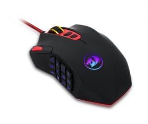 Redragon M901 Gaming Mouse, Wired MMO RGB LED Backlit Computer Mice, 24000 DPI, Perdition, with Weight Tuning Set & 18 Programmable Buttons for Windows PC Gaming (Black)